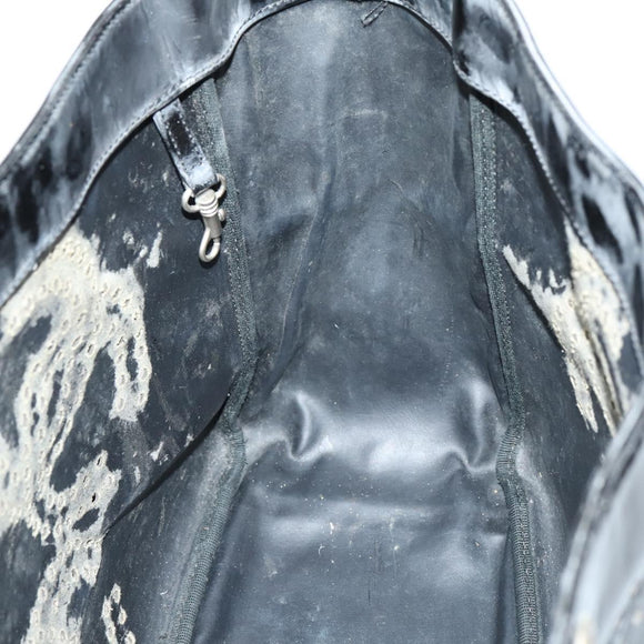 CHANEL Punching Chain Shoulder Bag Patent leather Black CC Auth 145573