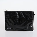 CHANEL Punching Chain Shoulder Bag Patent leather Black CC Auth 145573-18