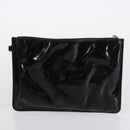 CHANEL Punching Chain Shoulder Bag Patent leather Black CC Auth 145573-19