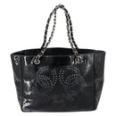 CHANEL Punching Chain Shoulder Bag Patent leather Black CC Auth 145573-13