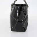 CHANEL Punching Chain Shoulder Bag Patent leather Black CC Auth 145573-3