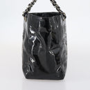 CHANEL Punching Chain Shoulder Bag Patent leather Black CC Auth 145573-4