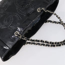 CHANEL Punching Chain Shoulder Bag Patent leather Black CC Auth 145573-6