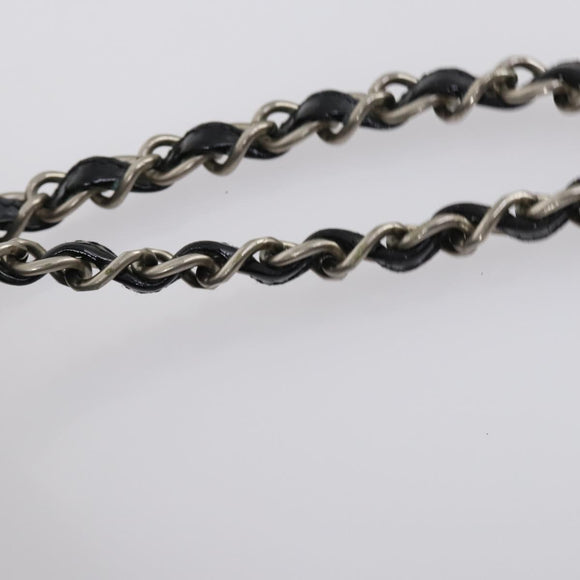 CHANEL Punching Chain Shoulder Bag Patent leather Black CC Auth 145573