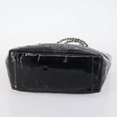 CHANEL Punching Chain Shoulder Bag Patent leather Black CC Auth 145573-5