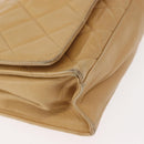 CHANEL Matelasse Chain Shoulder Bag Lamb Skin Beige Gold CC Auth 145574-10