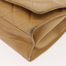 CHANEL Matelasse Chain Shoulder Bag Lamb Skin Beige Gold CC Auth 145574-11