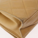 CHANEL Matelasse Chain Shoulder Bag Lamb Skin Beige Gold CC Auth 145574-12
