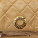 CHANEL Matelasse Chain Shoulder Bag Lamb Skin Beige Gold CC Auth 145574-14