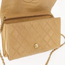 CHANEL Matelasse Chain Shoulder Bag Lamb Skin Beige Gold CC Auth 145574-16
