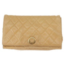 CHANEL Matelasse Chain Shoulder Bag Lamb Skin Beige Gold CC Auth 145574-2