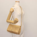 CHANEL Matelasse Chain Shoulder Bag Lamb Skin Beige Gold CC Auth 145574-23
