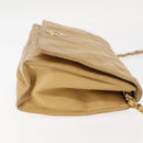 CHANEL Matelasse Chain Shoulder Bag Lamb Skin Beige Gold CC Auth 145574-4
