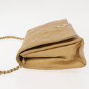 CHANEL Matelasse Chain Shoulder Bag Lamb Skin Beige Gold CC Auth 145574-5