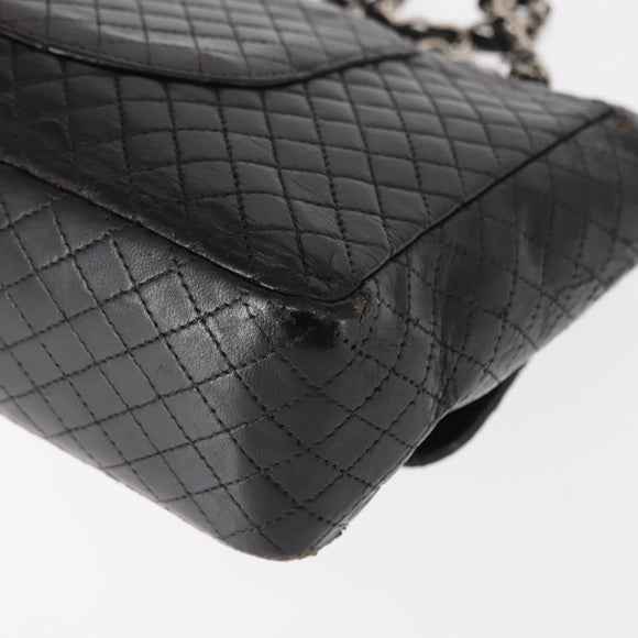 CHANEL Matelasse Chain Shoulder Bag Lamb Skin Black CC Auth 145575