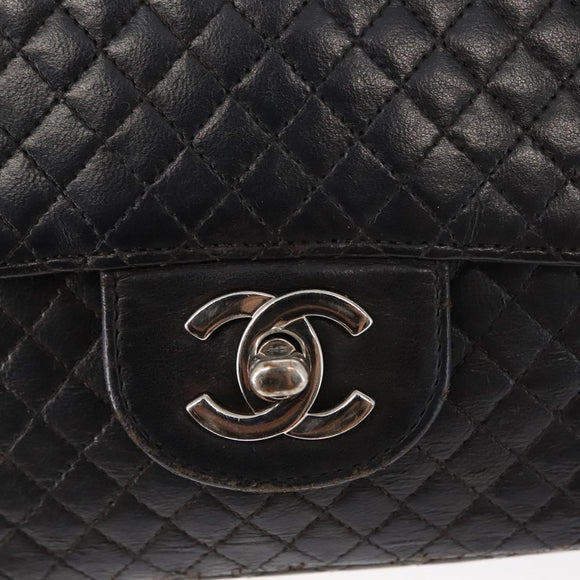 CHANEL Matelasse Chain Shoulder Bag Lamb Skin Black CC Auth 145575