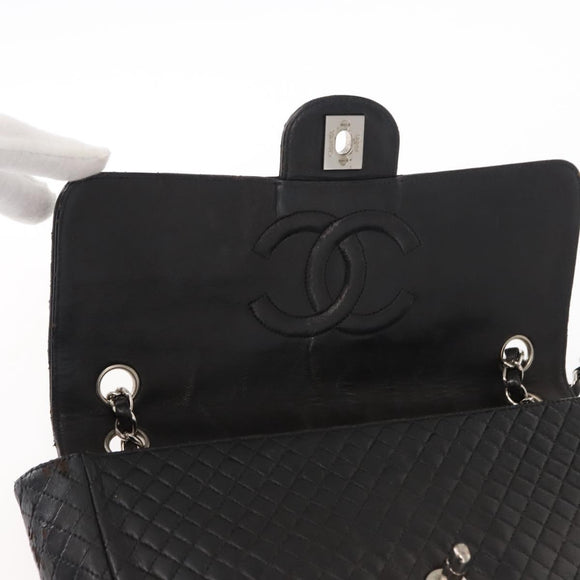 CHANEL Matelasse Chain Shoulder Bag Lamb Skin Black CC Auth 145575