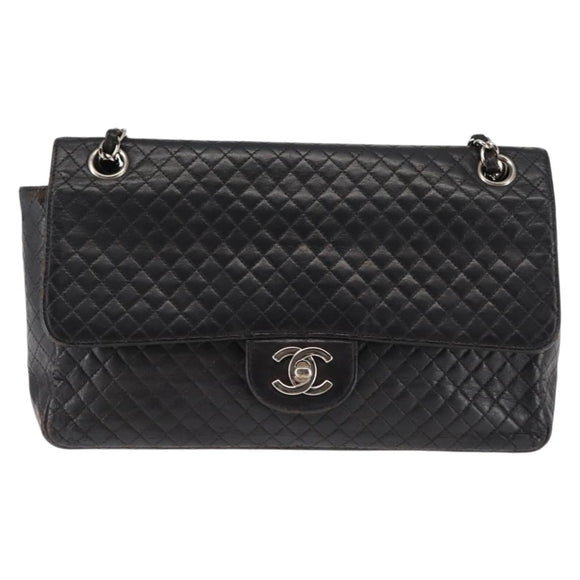 CHANEL Matelasse Chain Shoulder Bag Lamb Skin Black CC Auth 145575