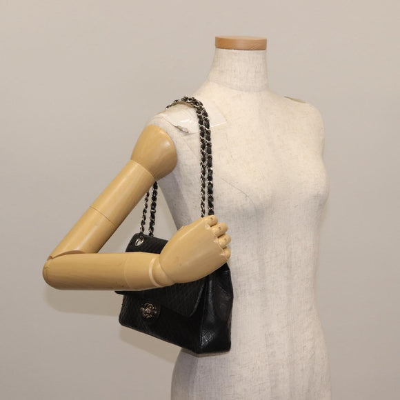 CHANEL Matelasse Chain Shoulder Bag Lamb Skin Black CC Auth 145575