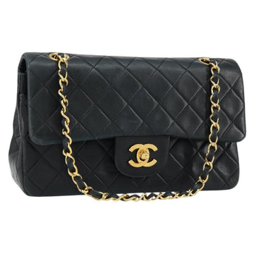 CHANEL Matelasse Chain Shoulder Bag Lamb Skin Black Gold CC Auth 145577AV