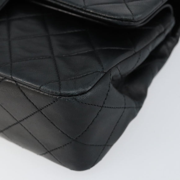 CHANEL Matelasse Chain Shoulder Bag Lamb Skin Black Gold CC Auth 145577AV