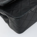 CHANEL Matelasse Chain Shoulder Bag Lamb Skin Black Gold CC Auth 145577AV-16