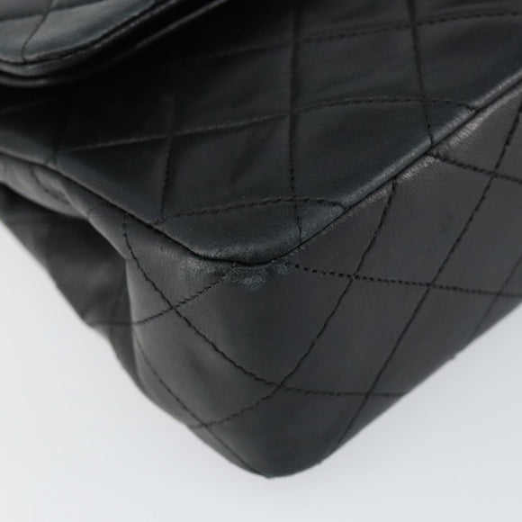 CHANEL Matelasse Chain Shoulder Bag Lamb Skin Black Gold CC Auth 145577AV