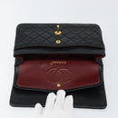 CHANEL Matelasse Chain Shoulder Bag Lamb Skin Black Gold CC Auth 145577AV-8