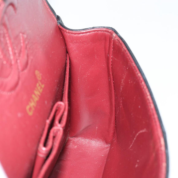 CHANEL Matelasse Chain Shoulder Bag Lamb Skin Black Gold CC Auth 145577AV