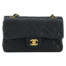CHANEL Matelasse Chain Shoulder Bag Lamb Skin Black Gold CC Auth 145577AV-13