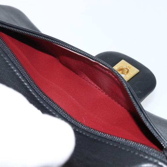 CHANEL Matelasse Chain Shoulder Bag Lamb Skin Black Gold CC Auth 145577AV