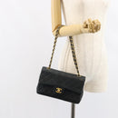 CHANEL Matelasse Chain Shoulder Bag Lamb Skin Black Gold CC Auth 145577AV-28