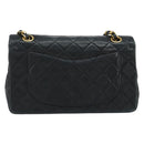 CHANEL Matelasse Chain Shoulder Bag Lamb Skin Black Gold CC Auth 145577AV-2