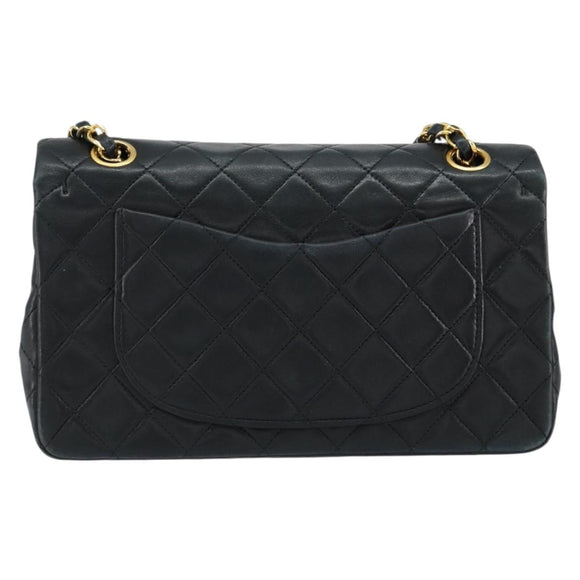 CHANEL Matelasse Chain Shoulder Bag Lamb Skin Black Gold CC Auth 145577AV