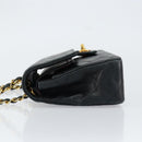 CHANEL Matelasse Chain Shoulder Bag Lamb Skin Black Gold CC Auth 145577AV-4