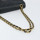 CHANEL Matelasse Chain Shoulder Bag Lamb Skin Black Gold CC Auth 145577AV-7