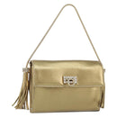 Salvatore Ferragamo Gancini Shoulder Bag Leather Gold Auth 145578AV-1