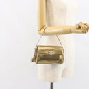 Salvatore Ferragamo Gancini Shoulder Bag Leather Gold Auth 145578AV-23