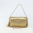 Salvatore Ferragamo Gancini Shoulder Bag Leather Gold Auth 145578AV-24