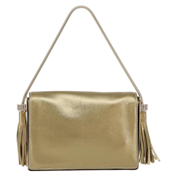 Salvatore Ferragamo Gancini Shoulder Bag Leather Gold Auth 145578AV