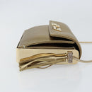 Salvatore Ferragamo Gancini Shoulder Bag Leather Gold Auth 145578AV-4