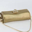 Salvatore Ferragamo Gancini Shoulder Bag Leather Gold Auth 145578AV-6