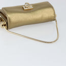 Salvatore Ferragamo Gancini Shoulder Bag Leather Gold Auth 145578AV-7