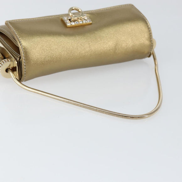 Salvatore Ferragamo Gancini Shoulder Bag Leather Gold Auth 145578AV