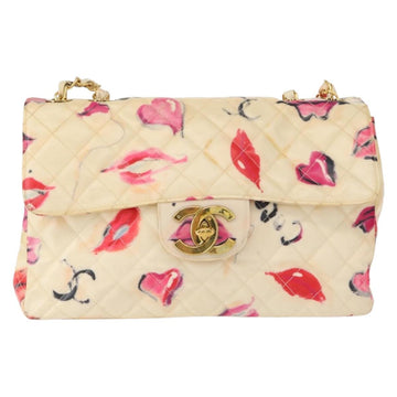 CHANEL Matelasse 34 Chain Shoulder Bag Vinyl coating Beige Gold CC Auth 145579V - 0