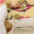 CHANEL Matelasse 34 Chain Shoulder Bag Vinyl coating Beige Gold CC Auth 145579V-23