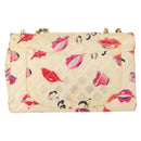 CHANEL Matelasse 34 Chain Shoulder Bag Vinyl coating Beige Gold CC Auth 145579V-3