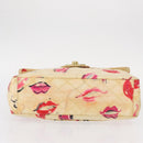 CHANEL Matelasse 34 Chain Shoulder Bag Vinyl coating Beige Gold CC Auth 145579V-9