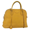 HERMES Bolide 31 Hand Bag Leather 2way Yellow Gold Auth 145580-1