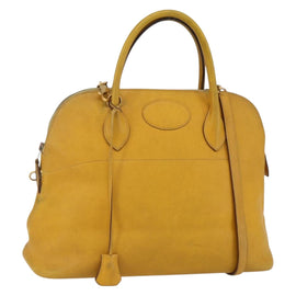 HERMES Bolide 31 Hand Bag Leather 2way Yellow Gold Auth 145580